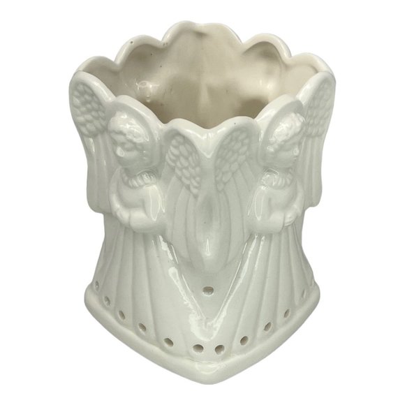 Porcelain Angel Candle Holder Designed by Carolina Handcrafted in Japan 4" x 3" - Picture 4 of 8
